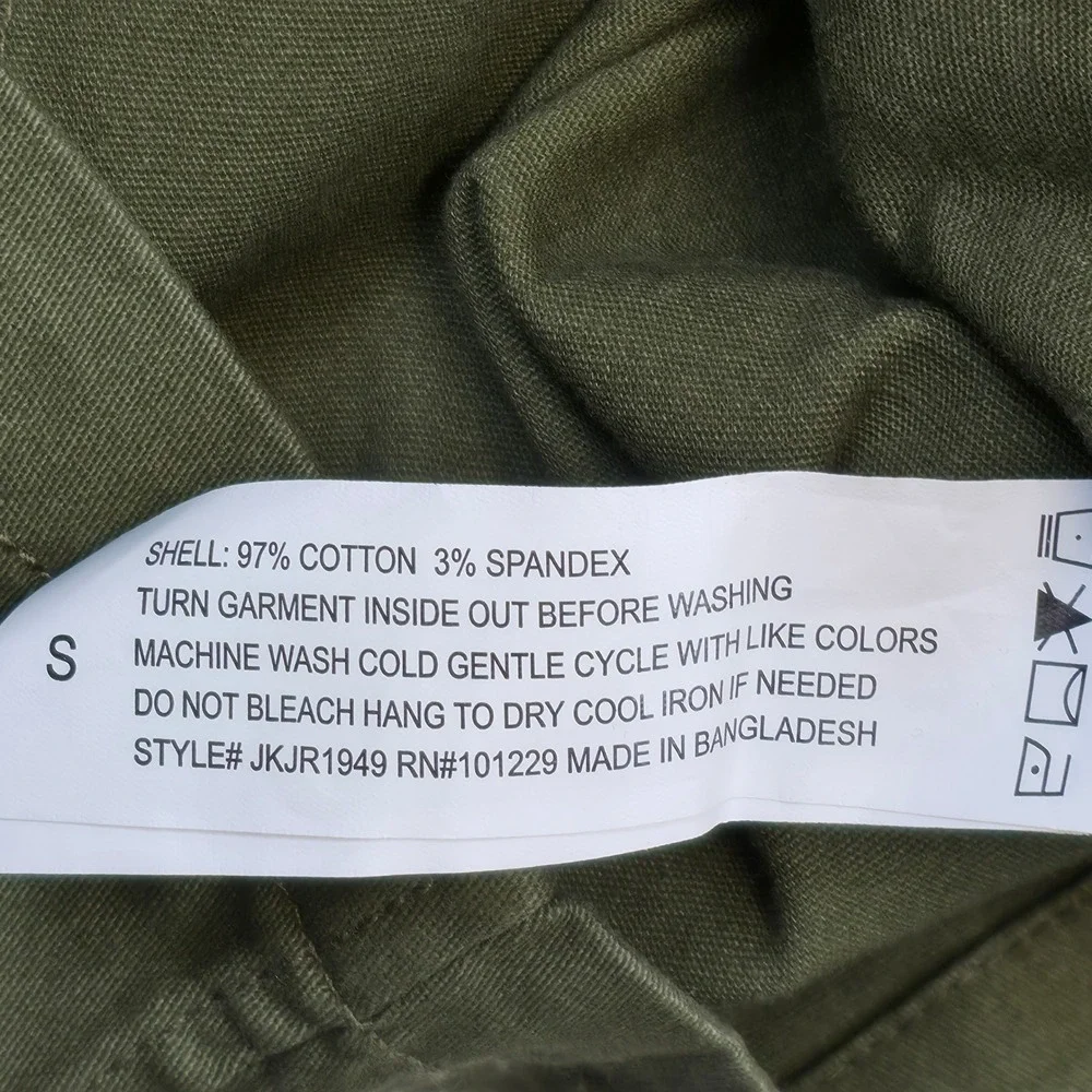 1 Sunset Lane Olive Green Utility Jacket Women's Small Button Front Cotton NWT - Picture 7 of 9